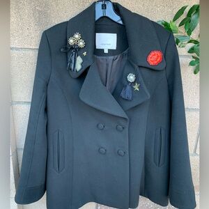 Cinq a Sept Embellished Coat with Embroidered Heart -size Medium